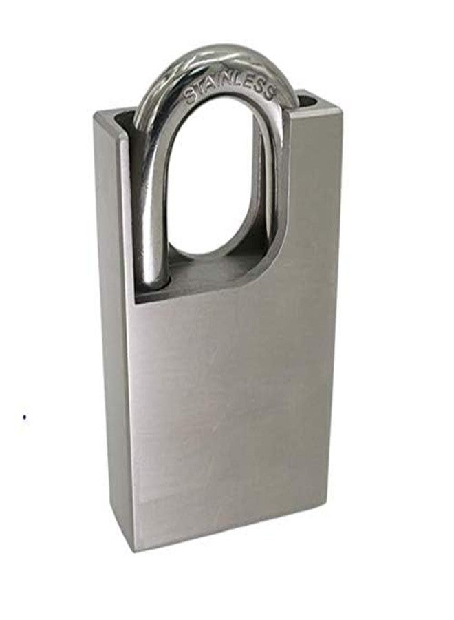 ساميلي قفل مفتاح متين من الفولاذ المقاوم للصدأ عالي الجودة مع 3 مفاتيح، قفل متعدد الأغراض قوي ومقاوم للماء للأمتعة والبوابات وأمان الأبواب والستائر والدراجات والخزائن (فضي) - Image 1